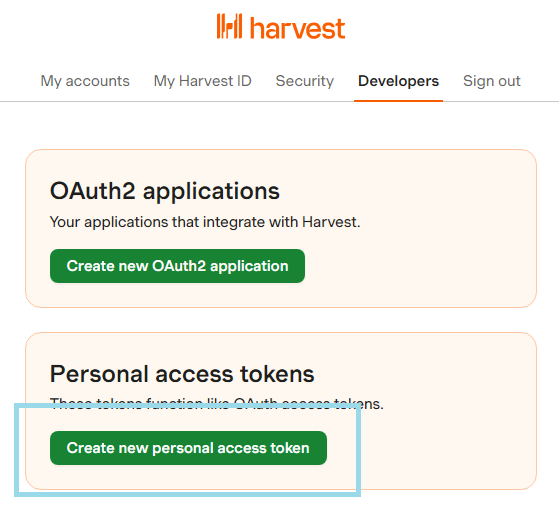 Create new personal access token