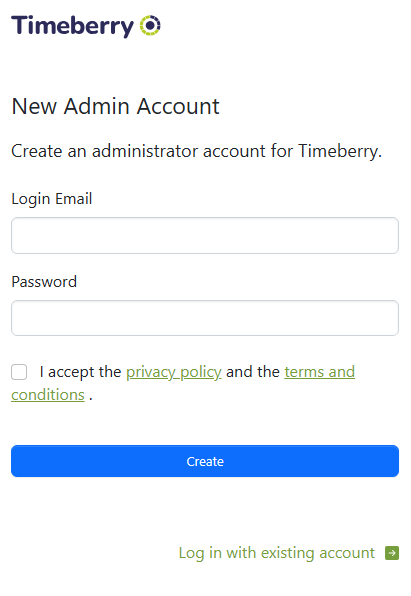 Create Timeberry Admin Account for Harvest