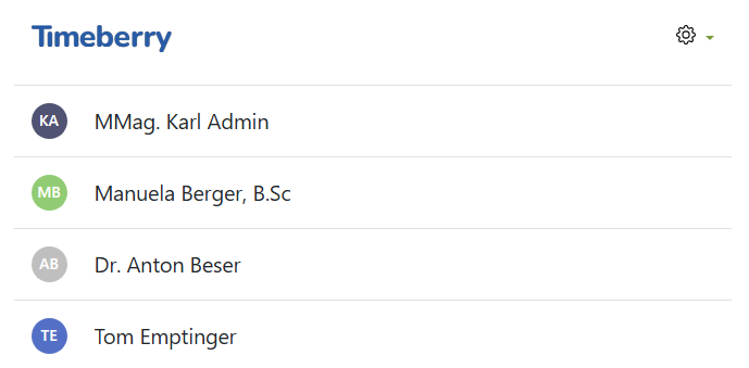 Screenshot Mitarbeiterliste