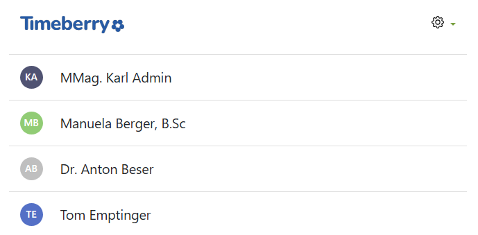 Screenshot Mitarbeiterliste